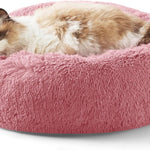 Indoor Solid Color Non-slip Round Fluffy Plush Pet Bed