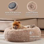 Indoor Solid Color Non-slip Round Fluffy Plush Pet Bed