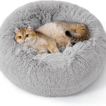 Indoor Solid Color Non-slip Round Fluffy Plush Pet Bed